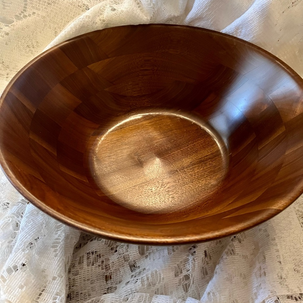 Vintage Decorative Walnut Salad Bowl Mid Century Modern